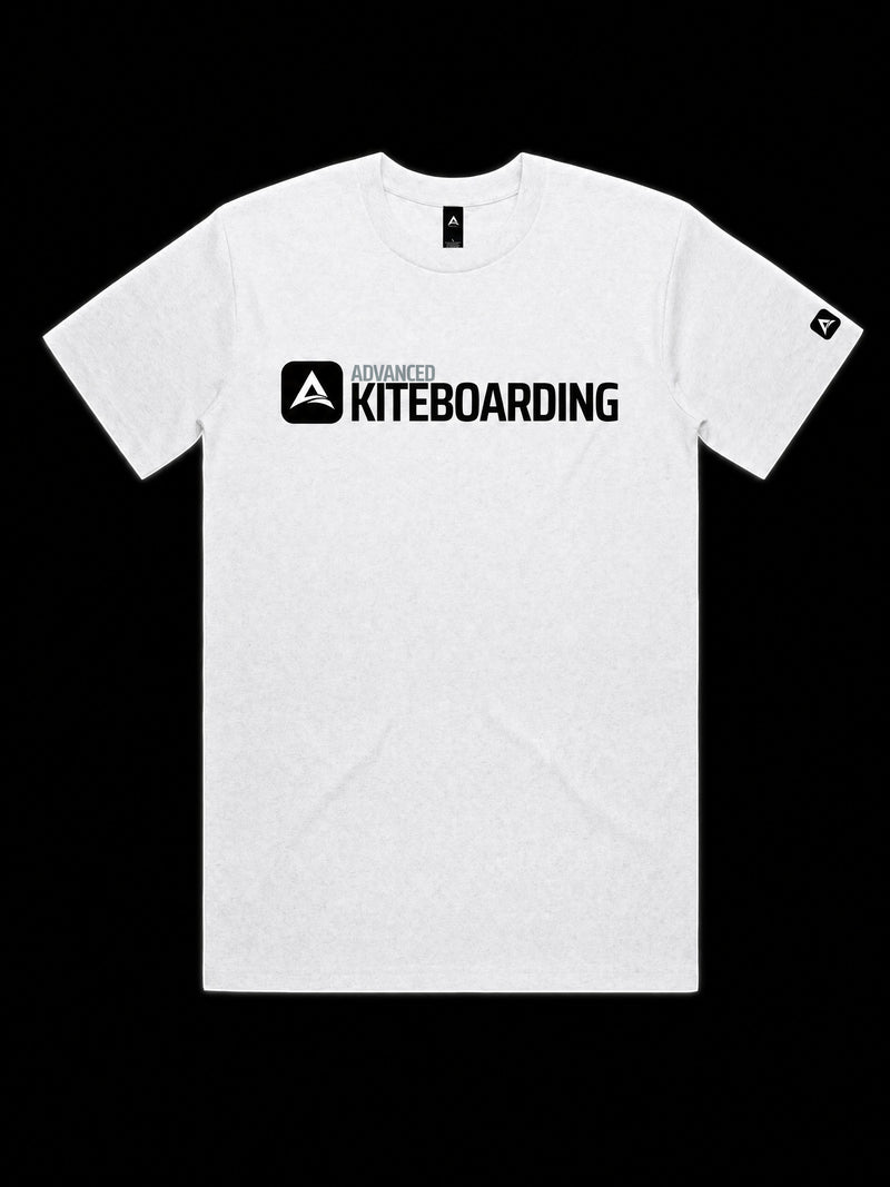 Advanced Kiteboarding Tee, White — front, logo across the chest