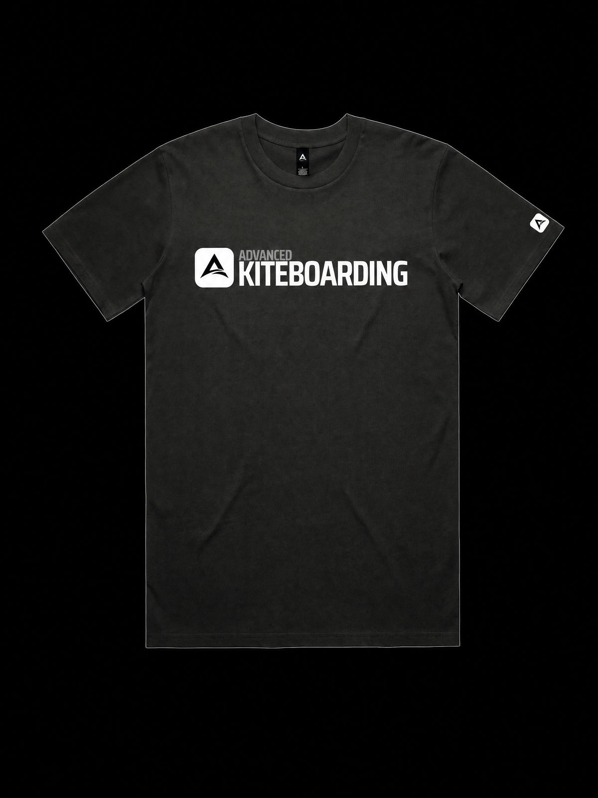 Advanced Kiteboarding Tee, Black — front, logo across the chest