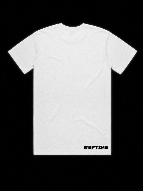 Advanced Kiteboarding Tee, White — back, REPTIME on the hem