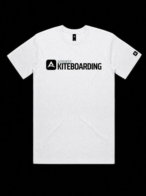 Advanced Kiteboarding Tee, White — front, logo across the chest